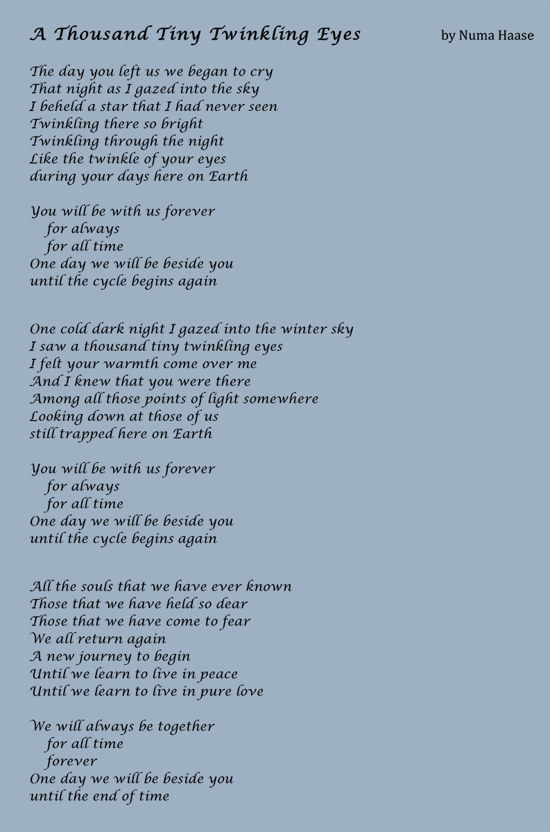 A Thousand Tiny Twinkling Eyes lyrics
